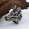 Dragon Head Shape Red Crystal Inlaid Ring Men's Ring Metal Retro Animal Ring Accessory Party Jewelry Size 8-11