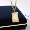 Dragon Necklace Golden Cuban Chain Hanging Engraved Dragon On Front With "fu" Engraved On Back Collar Amulet Faith Jewelry Gifts