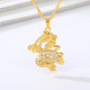 Dragon Pendant Necklaces for Women Stainless Steel Gold Color Cubic Zirconia Choker Mascot Necklace Jewellery Gift collier femme