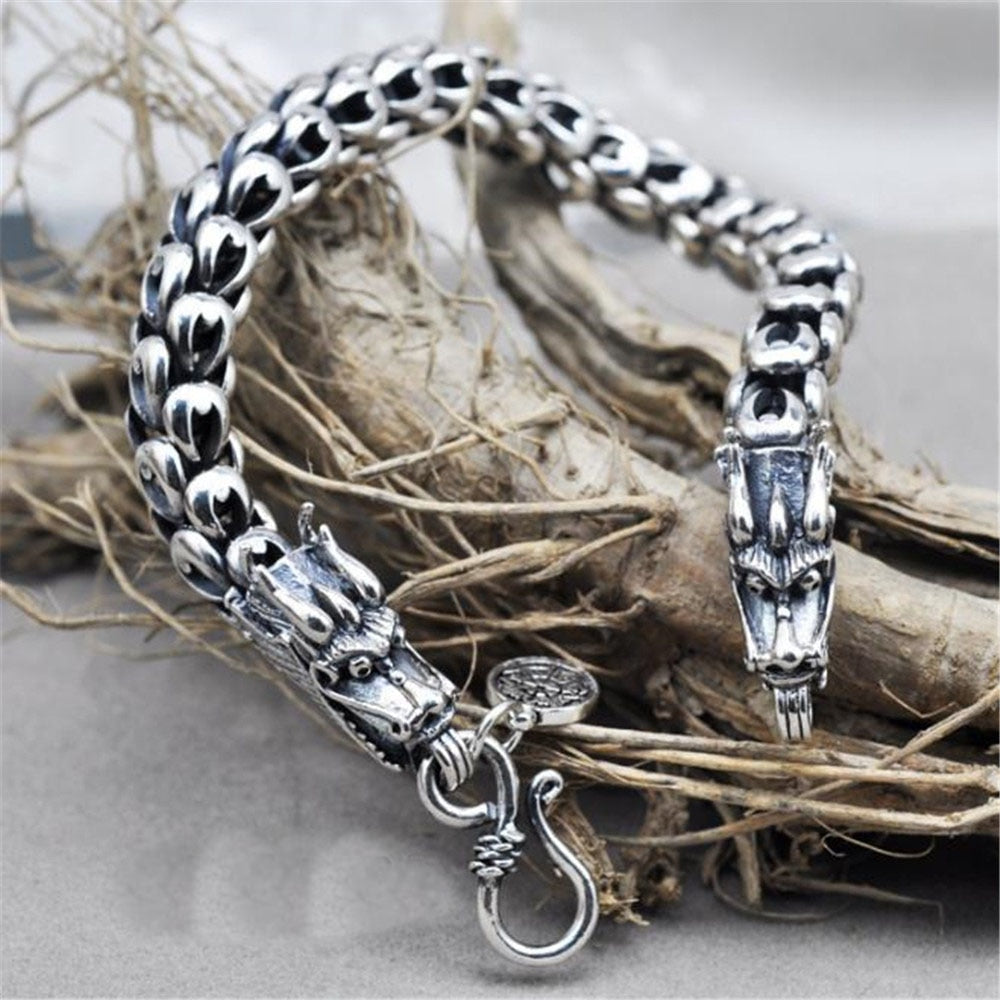 Dragon Scale fashionable and Overbearing Classic Chain S925 Thai Silver Bracelets for Women Men Jewelry