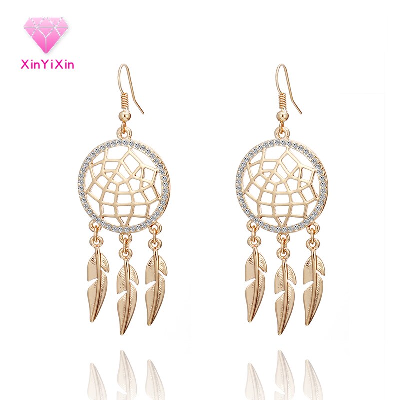 Dream Catcher Drop Earrings Gold Silver Plated Feather Tassel Earring For Women Crystal Jewelry Accessory Gifts boucle d'oreille