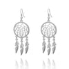 Dream Catcher Drop Earrings Gold Silver Plated Feather Tassel Earring For Women Crystal Jewelry Accessory Gifts boucle d'oreille
