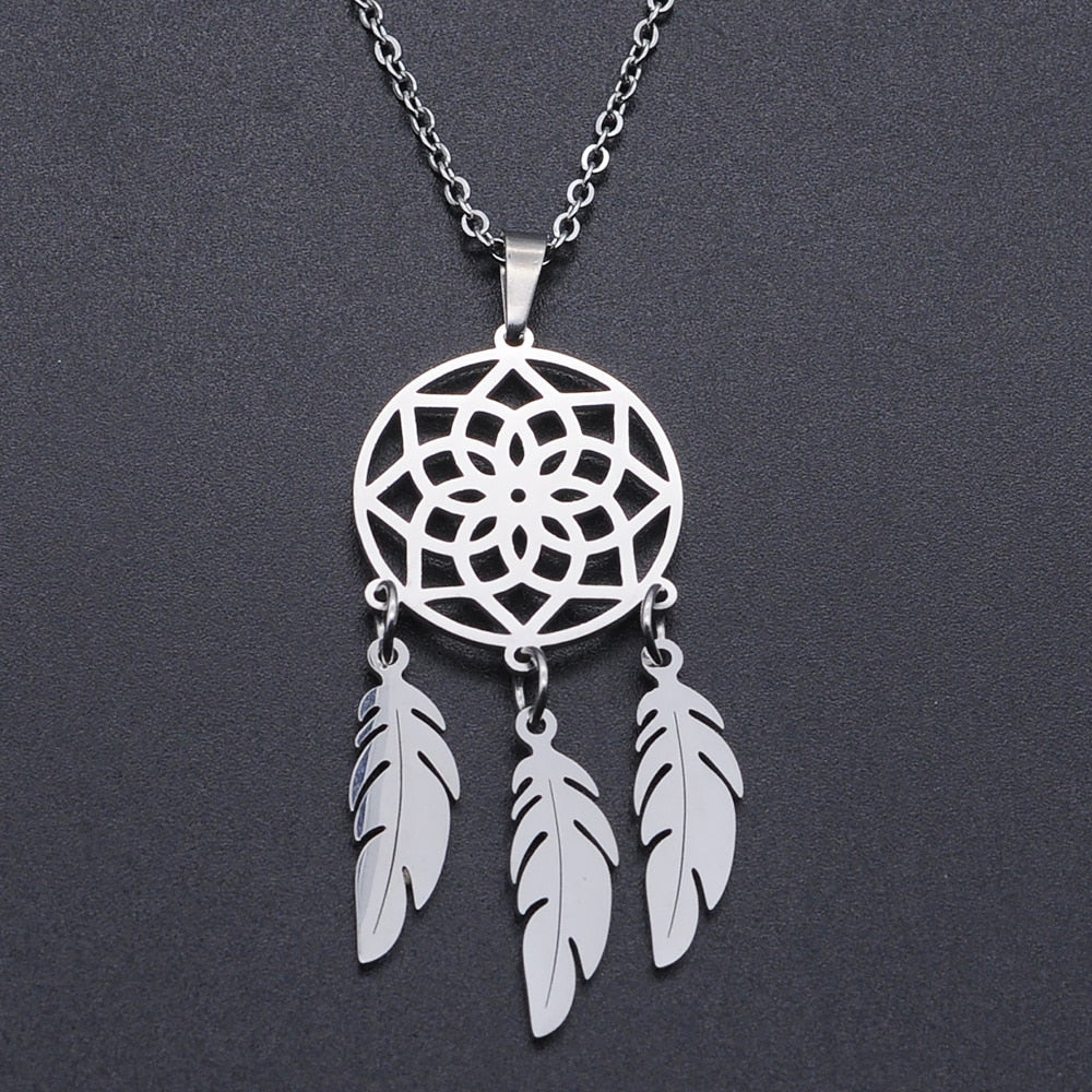 Dream Catcher Stainless Steel Charm Necklace for Women   Accept OEM Order Jewelry Necklaces