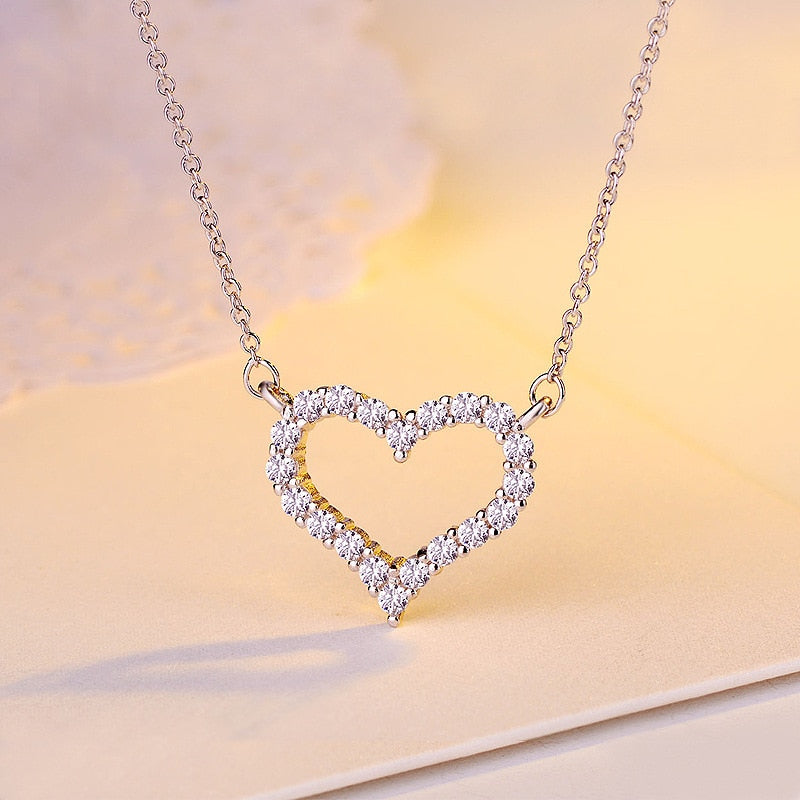 DreamySky Drop Shipping Real Pure Silver Color  LOVE Necklaces For Women Jewelry Collar Colar de Plata