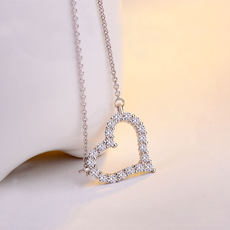 DreamySky Drop Shipping Real Pure Silver Color  LOVE Necklaces For Women Jewelry Collar Colar de Plata