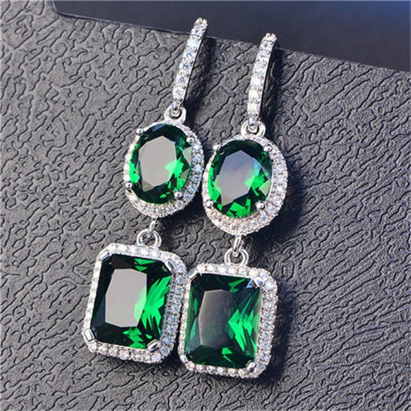 Drop Earrings For Women S925 Sterling Silver Fine Jewelry Trendy Colorful Cubic Zirconia Ear Hook Accessories Prevent Allergy