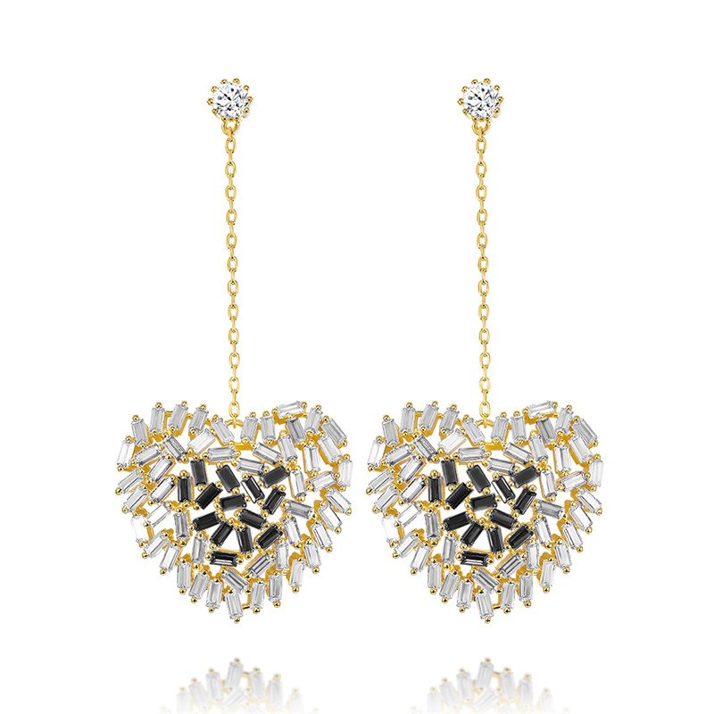 Drop Earrings For Women S925 Sterling Silver Needles Fairy Heart Gradient Temperament Multicolor Fine Jewelry Not Allergic