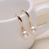 Drop Natural White Pearl Drop Oval Round 925 Sterling Silver Hanging Earrings