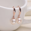 Drop Natural White Pearl Drop Oval Round 925 Sterling Silver Hanging Earrings