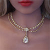 Drop Shape Delicate Simple Rhinestone Princess Necklace  Shining Crystal Jewelry Sweet Women's Date Necklace