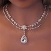 Drop Shape Delicate Simple Rhinestone Princess Necklace  Shining Crystal Jewelry Sweet Women's Date Necklace