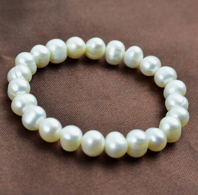 Drop Shipping 8x10mm Natural Pearls Beads Bracelet Fine Jewelry White pearl For Woman Gifts
