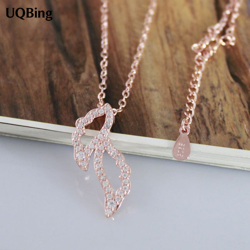 Drop Shipping 925 Sterling Silver Chain Necklaces Rose Gold Rhinestone Pendants&Necklaces Jewelry Collar Colar de Plata