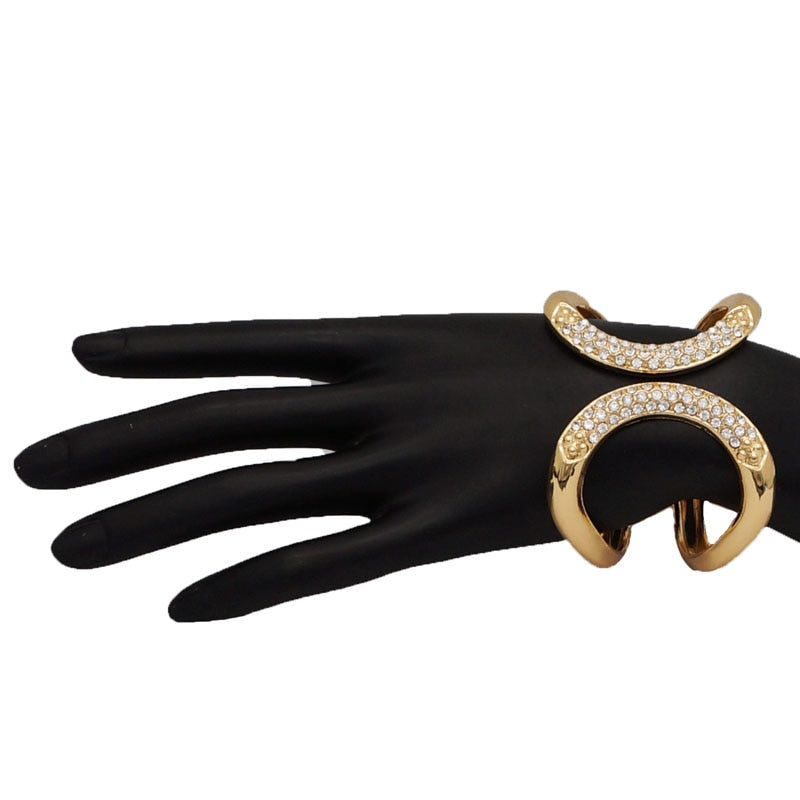 Drop Shipping Fashion Curve Wide Opened Cuff Bracelets & Bangles Ladies Fine Jewelry stone bangle gift