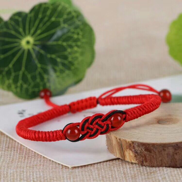 Drop Shipping Fashion Red Agate Hand Knitted Red Chain Bracelets Chinese Knot Red String Bracelet For Man&Woman Gifts