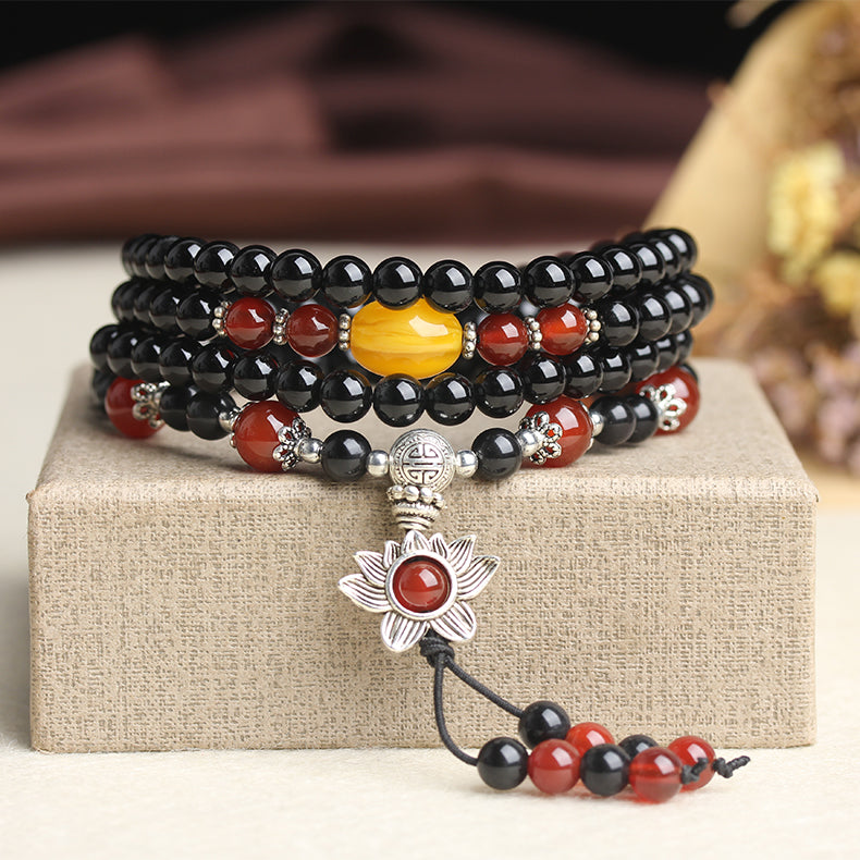 Drop Shipping Natural 6mm Black Agate Beaded Bracelets 108pcs Buddhist Beads Tibetan Bracelet Jewelry For Man&woman Gifts