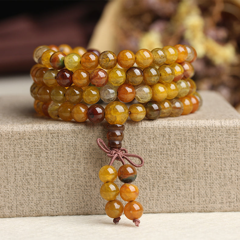 Drop Shipping Natural 6mm Stone Dragon Agate Beaded Bracelets 108pcs Buddhist Tibetan Bracelet Jewelry For Man&woman Gifts