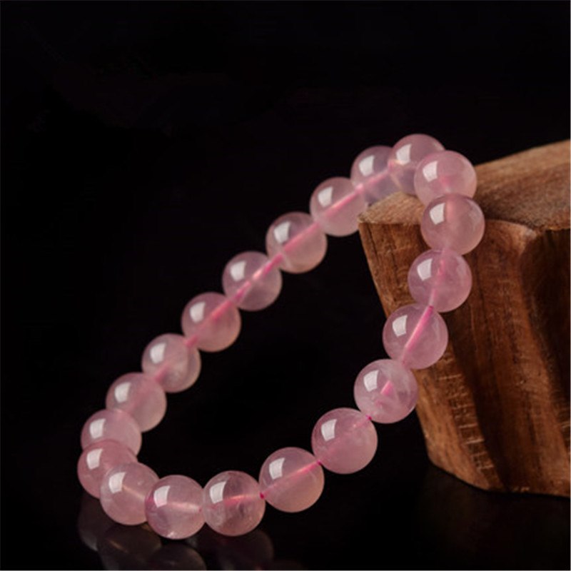 Drop Shipping Natural Material Energy Stones Rose Quartz Bracelets Round Beads Bangle Men Women Pink Crystal Jewelry Love Gift