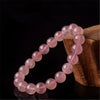 Drop Shipping Natural Material Energy Stones Rose Quartz Bracelets Round Beads Bangle Men Women Pink Crystal Jewelry Love Gift
