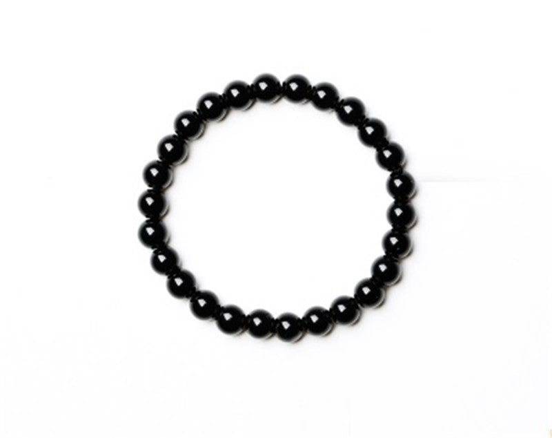 Drop ShippingNatural Material Energy Stones Black Agate Bracelets Round Beads Bangle For Men Women Crystal Jewelry Love Gift
