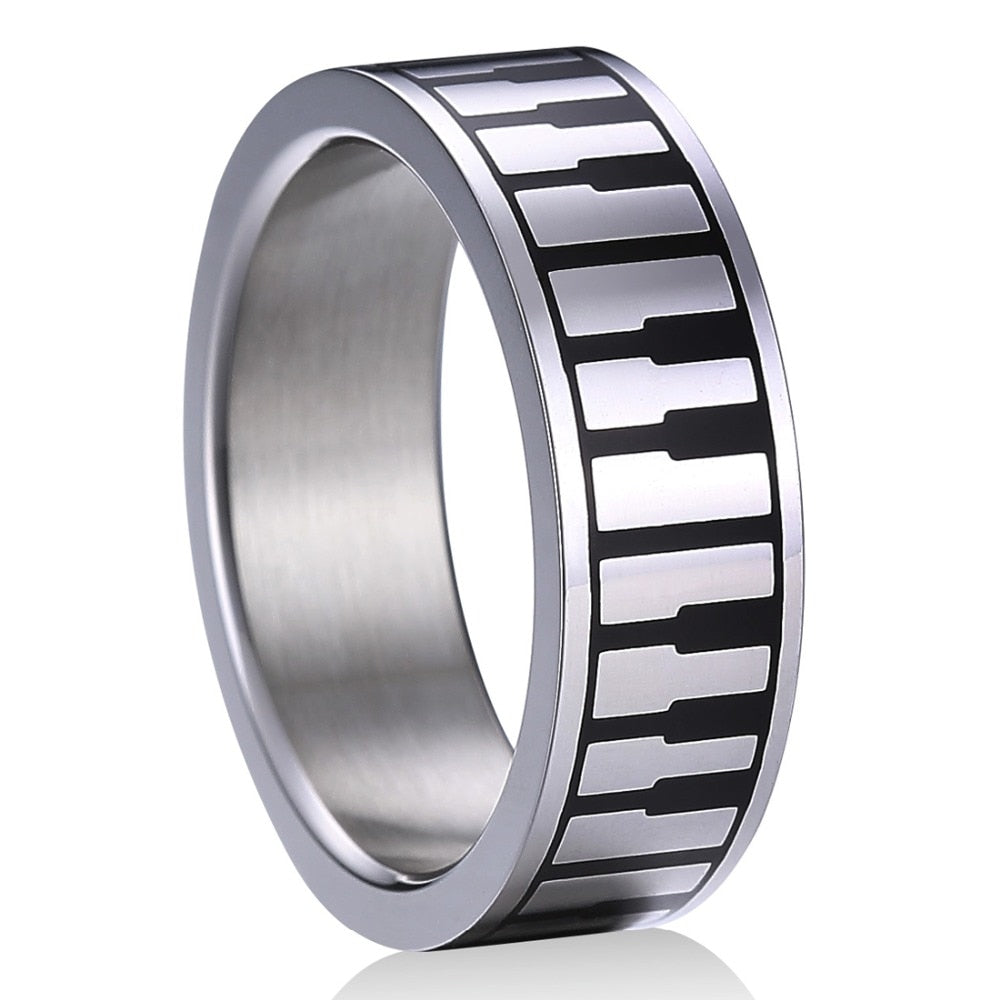 Drop shipping Top Quality Praise and Wors Stainless Steel Music Piano Keyboard Rings for Men Women Unique Wedding Band