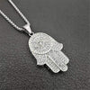 Dropship Classic Hand of Fatima Hamsa Necklace Pendants Silver Color Chain Palm Statement Jewelry for Women, center