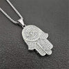 Dropship Classic Hand of Fatima Hamsa Necklace Pendants Silver Color Chain Palm Statement Jewelry for Women, center