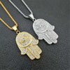 Dropship Classic Hand of Fatima Hamsa Necklace Pendants Silver Color Chain Palm Statement Jewelry for Women, center
