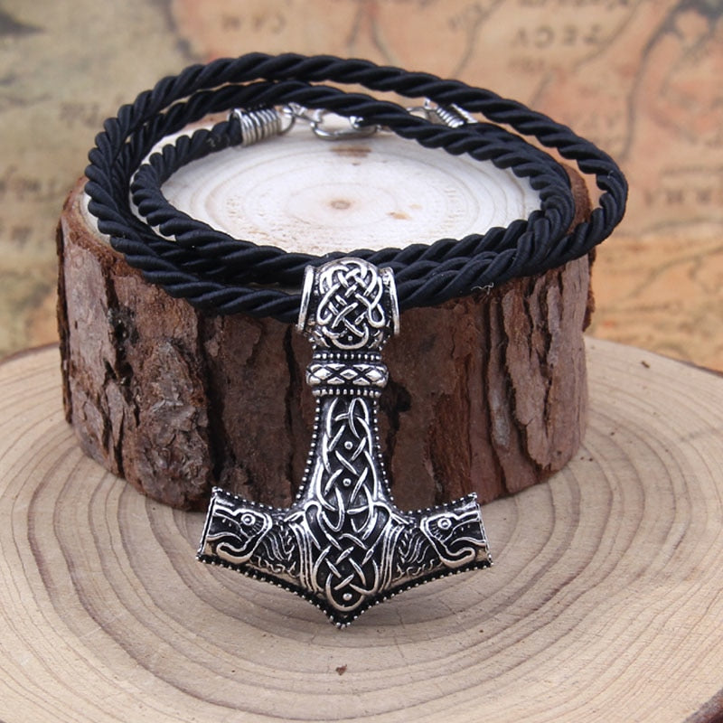 Dropshiping Huge Wolf Thor hammer necklace Mjolnir Viking Amulet Hammer Pendant Norse Jewelry with stainless steel chain