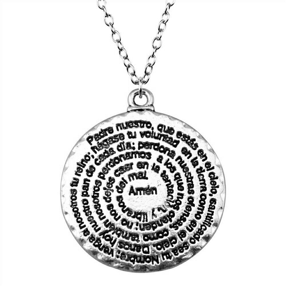 2 Colors 32x28mm Round Amen Bible Pendant Necklace For Women Men Long Chain Necklace Jewelry Accessories