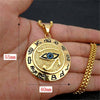 Ancient Egypt Round Jewelry Collares Gold Color Stainless Steel Chain Egyptian Eye of Horus Necklaces & Pendants
