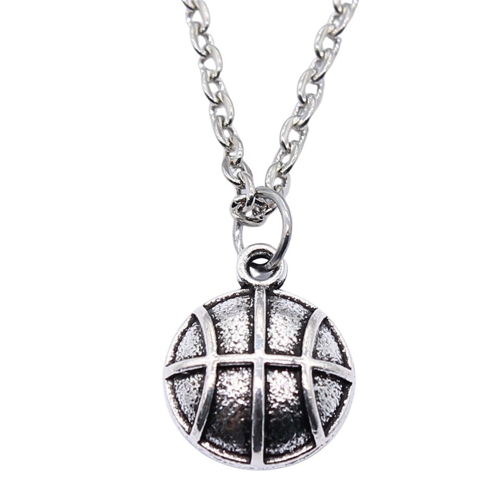 Antique Silver Color 17x13mm Basketball Pendant Necklace For Women