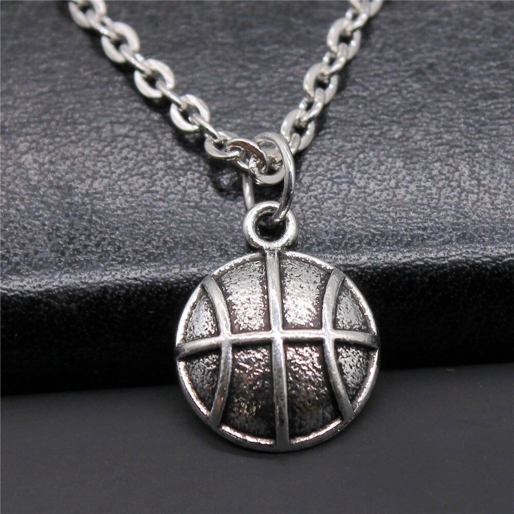 Antique Silver Color 17x13mm Basketball Pendant Necklace For Women