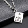 Antique Silver Color 17x14mm Holi Bible Pendant Necklace For Women