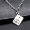 Antique Silver Color 17x14mm Holi Bible Pendant Necklace For Women