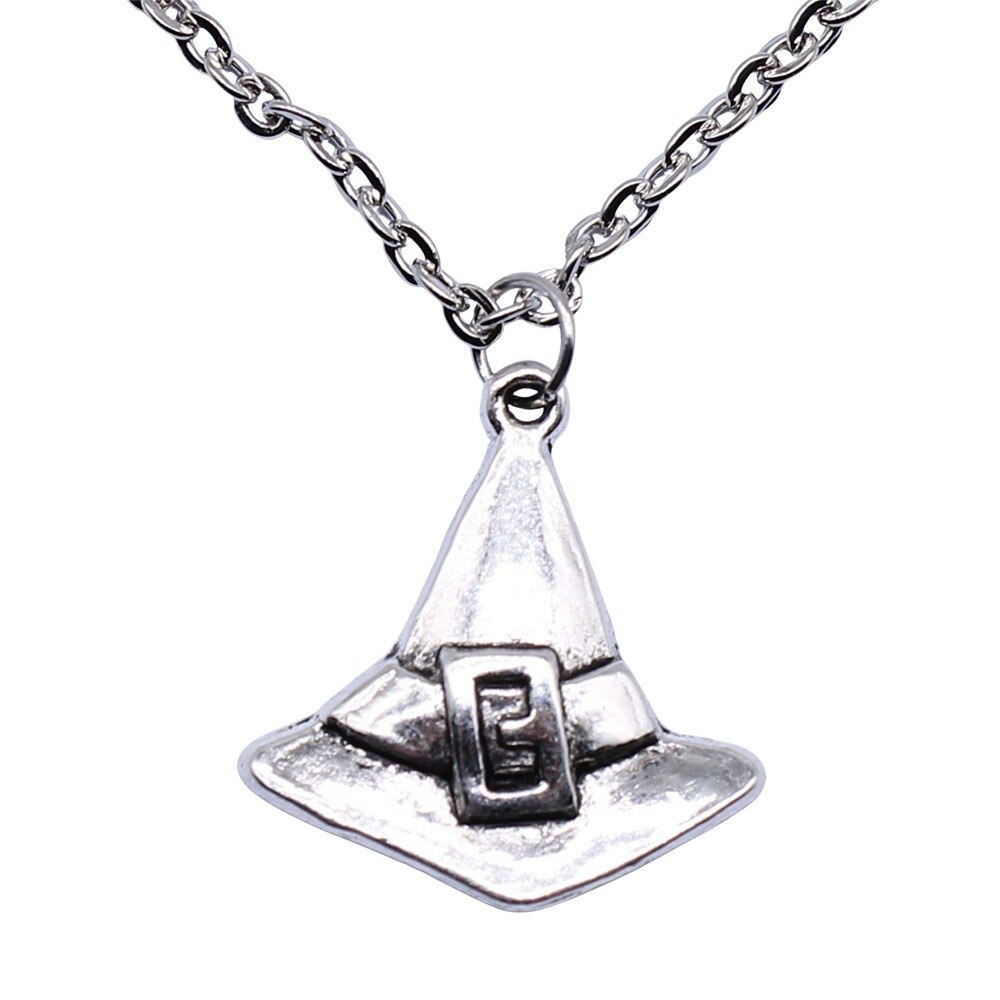 Antique Silver Color 23x24mm Witch Hat Pendant Necklace For Women