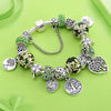 Dropshipping Green Tree of Life Charm Pandora Bracelet Silver Color Heart Flower Bead Bracelets & Bangles Fashion Jewelry Gift