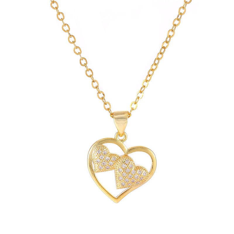 Dropshipping Necklace Micro Pave Zircon Three Heart Charm Pendant Necklace For Women Girl Handmade Gold/Silver Necklaces Jewelry