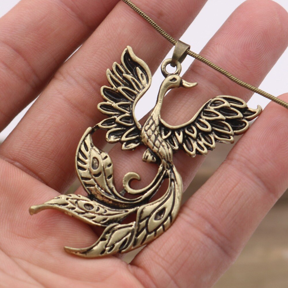 Norse Viking Amulet Phoenix Totem In the Rune Circle Nordic Fire Bird Pendant For Women Necklace Jewelry Talisman