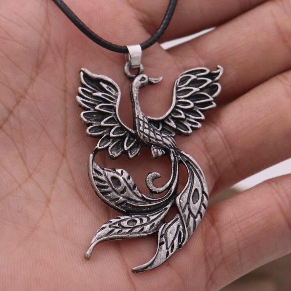 Norse Viking Amulet Phoenix Totem In the Rune Circle Nordic Fire Bird Pendant For Women Necklace Jewelry Talisman