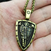 Men Viking Warrior Necklace Archangel St.Michael Protect US Saint Shield Protection Charm PRAYER Amulet Knot PENDANT