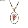 Dry Specimen Clover Sunflower Necklace Flower Necklaces Choker Chain Collar Pendant Jewelry For Friend Birthday Present