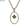 Dry Specimen Clover Sunflower Necklace Flower Necklaces Choker Chain Collar Pendant Jewelry For Friend Birthday Present