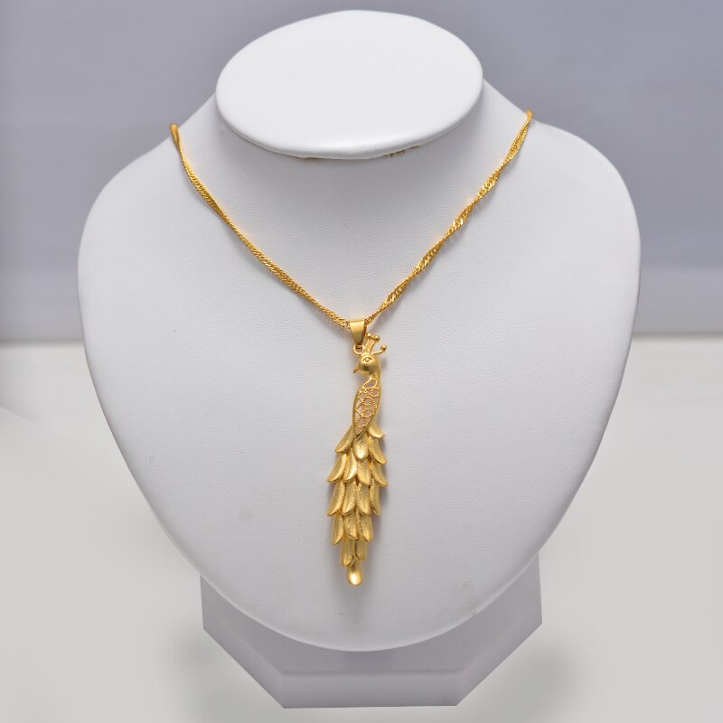 Dubai Arab Ethiopia Phoenix Pendant Necklaces Women Men Gold Color Wedding Jewelry 