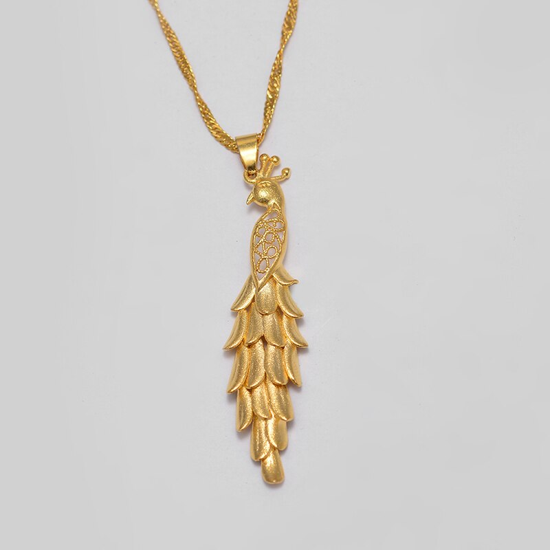 Dubai Arab Ethiopia Phoenix Pendant Necklaces Women Men Gold Color Wedding Jewelry "LUCK" Auspicious & Good Luck Symbols