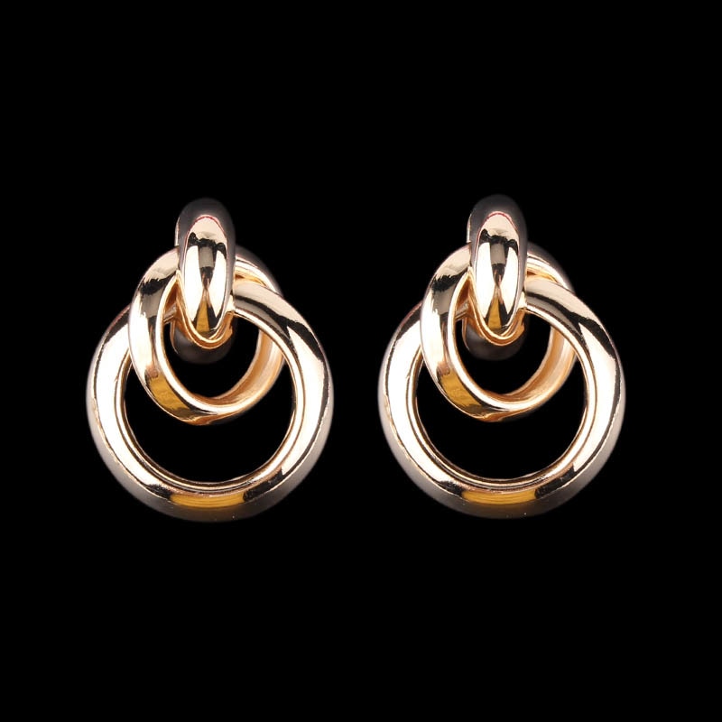 2020 Fashion ZA Gold Metal Drop Earrings for Women Steam Punk Big Round Design Statement Earrings Jewelry Brincos