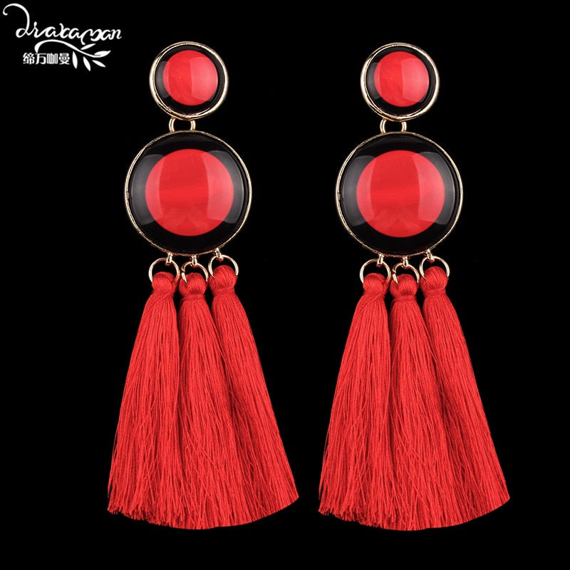 Brand New Boho Handmade Long Tassel Fringes Earrings Women 2020 Ethnic Large Drop Earrings Party Statement Jewelry XX81