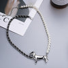 Dvacaman Punk Style Trendy Dog Animal Metal Necklace Woman Personalization Creative Pealr Necklace Accessories Jewelry