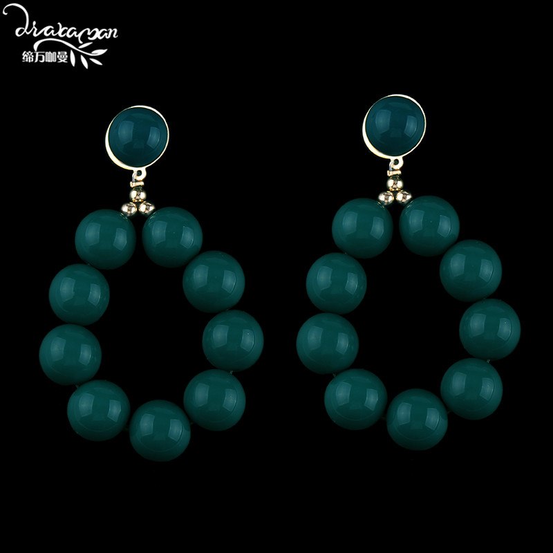 Vintage Simulated Pearl Drop Earrings for Wedding Women Handmade Oval Big Flower Dangle Earrings Statement Jewelry ZZ84