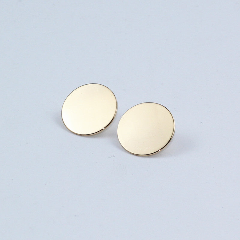 E0127 New Arrival Round Stud Earrings For Women Gold Color Big Stud Earrings Simple Geometric Design Fashion Jewelry For Party